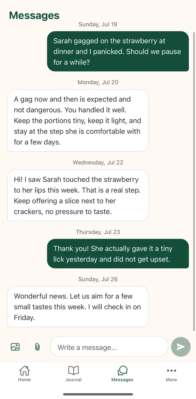 Secure messages with the care team