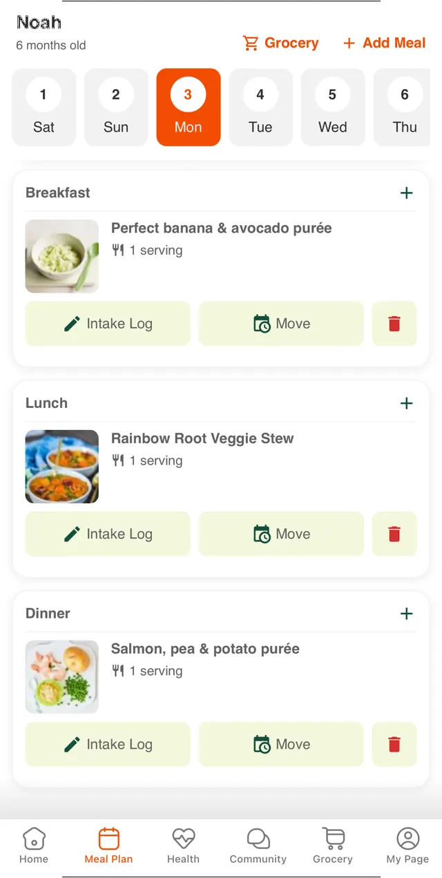 Weekly meal plan with breakfast, lunch and dinner
