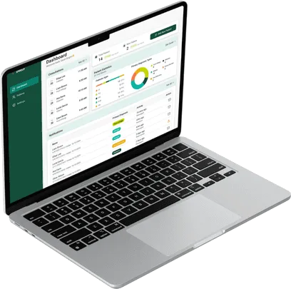 Clinician dashboard with growth charts on a laptop