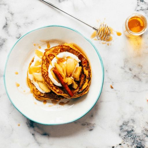 Breakfast pancakes with honey