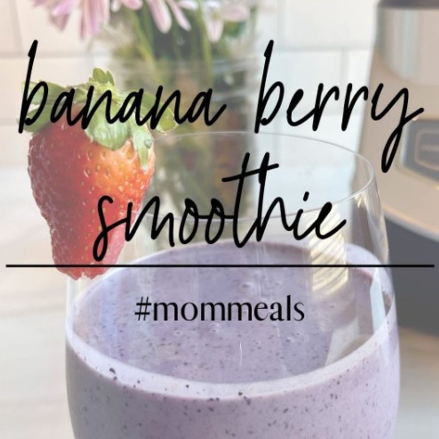 A blueberry smoothie in a glass