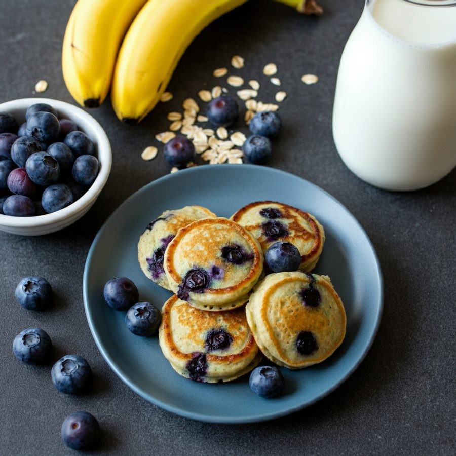A stack of banana pancakes
